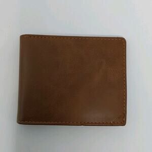Men’s Brown Leather Bifold Wallet ID Window Multi Card Slots
